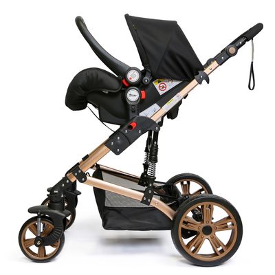 Eazy Kids Teknum 3 In 1 Pram Stroller - Khaki + Infant Car Seat